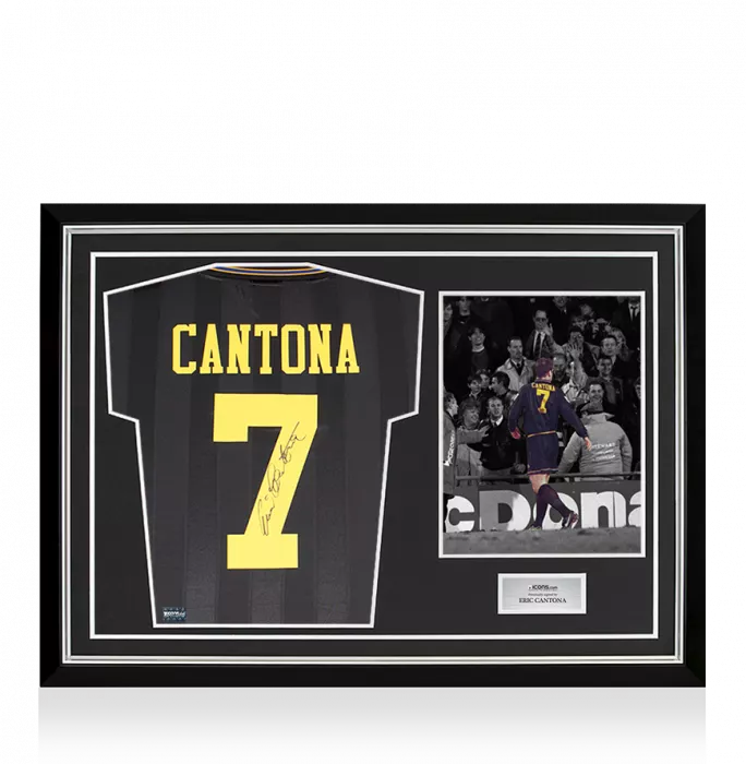 Eric Cantona Back Signed Manchester United 1994-95 Away Shirt In Hero Frame: Option 1