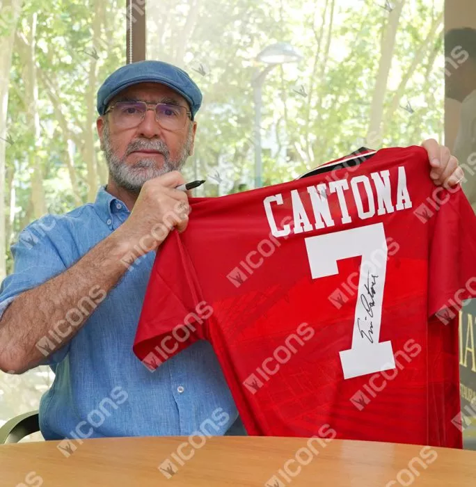 Eric Cantona Back Signed Manchester United 1994-96 Home Shirt In Hero Frame: Option 1
