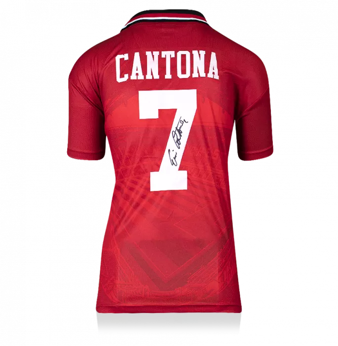 Eric Cantona Back Signed Manchester United 1994-96 Home Shirt In Hero Frame: Option 1