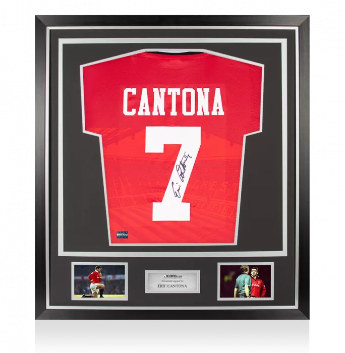 Eric Cantona Back Signed Manchester United 1994-96 Home Shirt In Classic Frame
