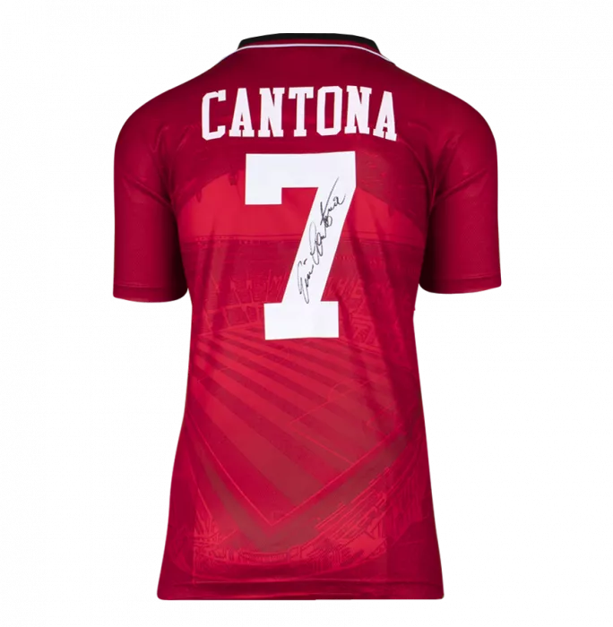 Eric Cantona Back Signed Manchester United 1994-96 Home Shirt In Classic Frame