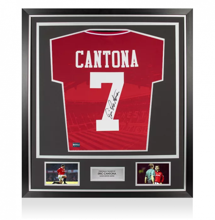 Eric Cantona Back Signed Manchester United 1994-96 Home Shirt With Fan Style Numbers In Classic Frame