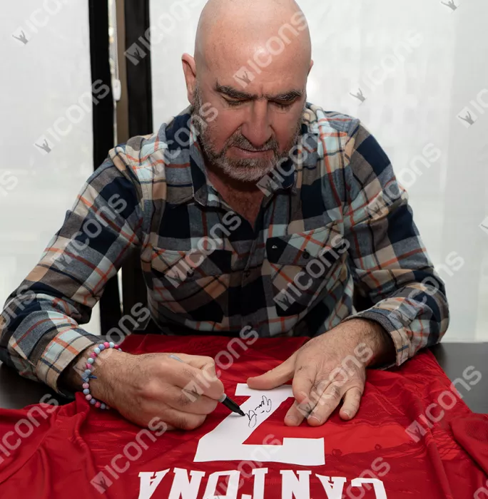 Eric Cantona Back Signed Manchester United 1994-96 Home Shirt In Hero Frame: Option 1