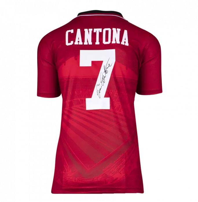 Eric Cantona Back Signed Manchester United 1994-96 Home Shirt In Classic Frame