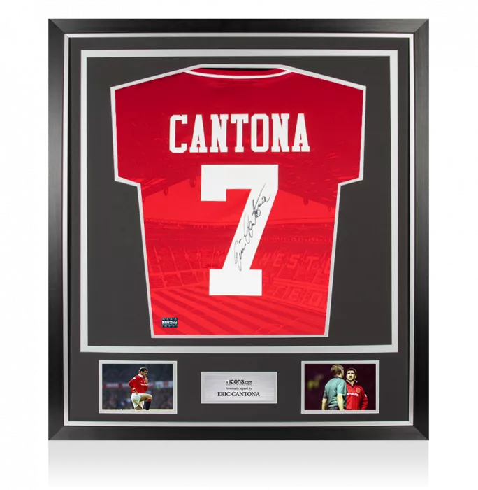 Eric Cantona Back Signed Manchester United 1994-96 Home Shirt In Classic Frame
