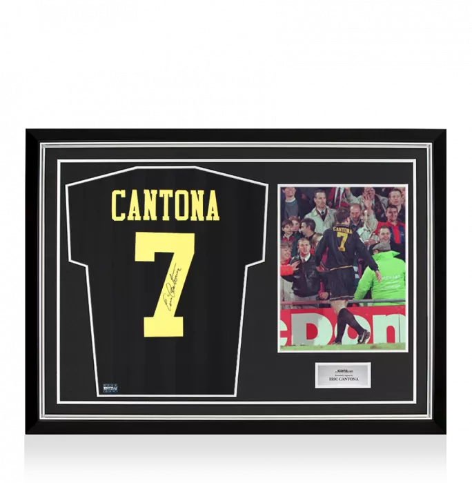 Eric Cantona Back Signed Manchester United 1994 Away Shirt In Hero Frame: Option 1