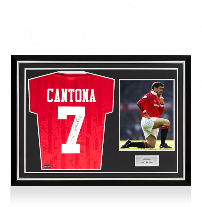 Eric Cantona Back Signed Manchester United 1994 Home Shirt In Hero Frame: Option 1