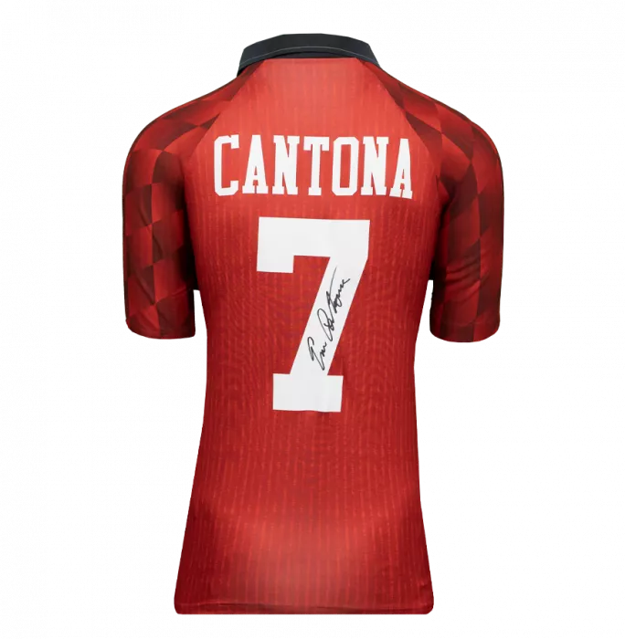 Eric Cantona Back Signed Manchester United 1996-98 Home Shirt In Deluxe Packaging