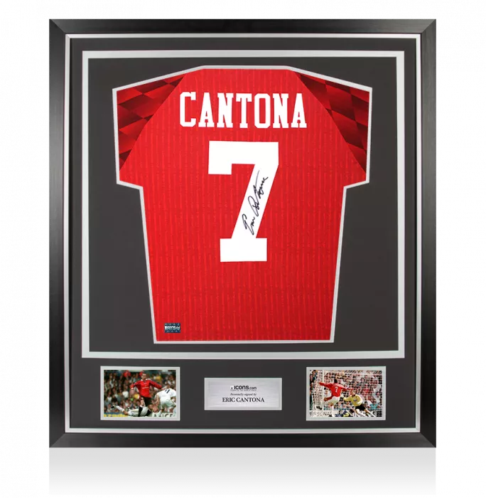 Eric Cantona Back Signed Manchester United 1996-98 Home Shirt In Classic Frame