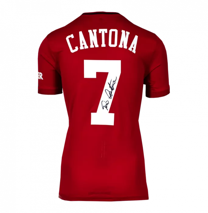 Eric Cantona Back Signed Manchester United 2019-20 Home Shirt In Hero Frame: Option 1