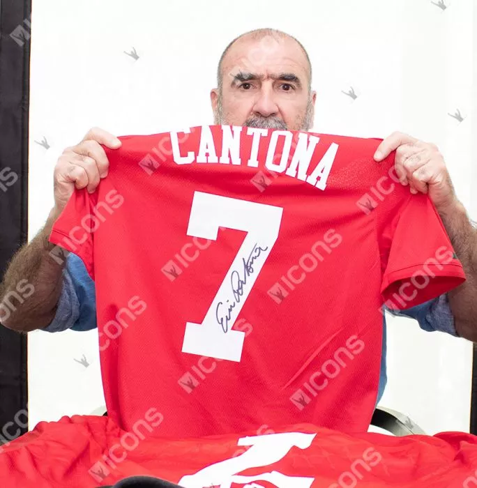Eric Cantona Back Signed Manchester United 2019-20 Home Shirt In Classic Frame