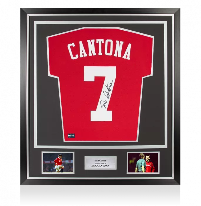 Eric Cantona Back Signed Manchester United 2019-20 Home Shirt In Classic Frame