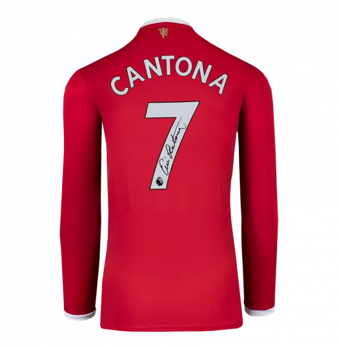Eric Cantona Back Signed Manchester United 2021-22 Home Shirt In Hero Frame: Option 1