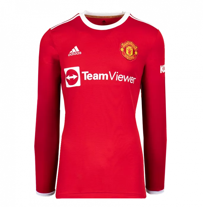 Eric Cantona Back Signed Manchester United 2021-22 Home Shirt In Hero Frame: Option 1