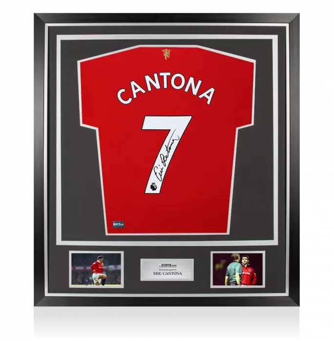 Eric Cantona Back Signed Manchester United 2021-22 Home Shirt In Classic Frame