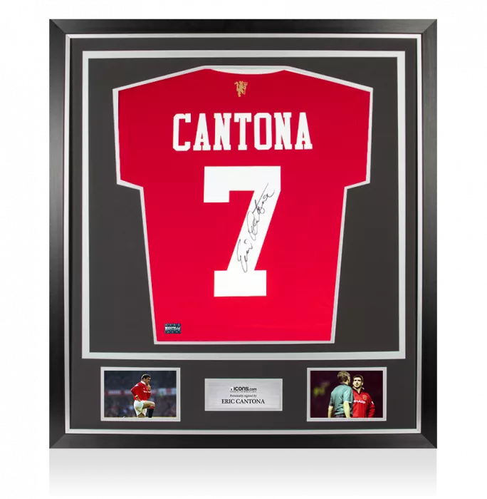 Eric Cantona Back Signed Manchester United 2021-22 Home Shirt In Classic Frame