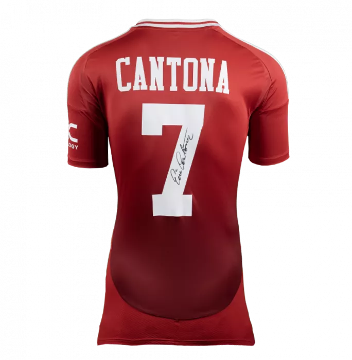 Eric Cantona Back Signed Manchester United 2024-25 Home Shirt With Fan Style Number In Classic Frame