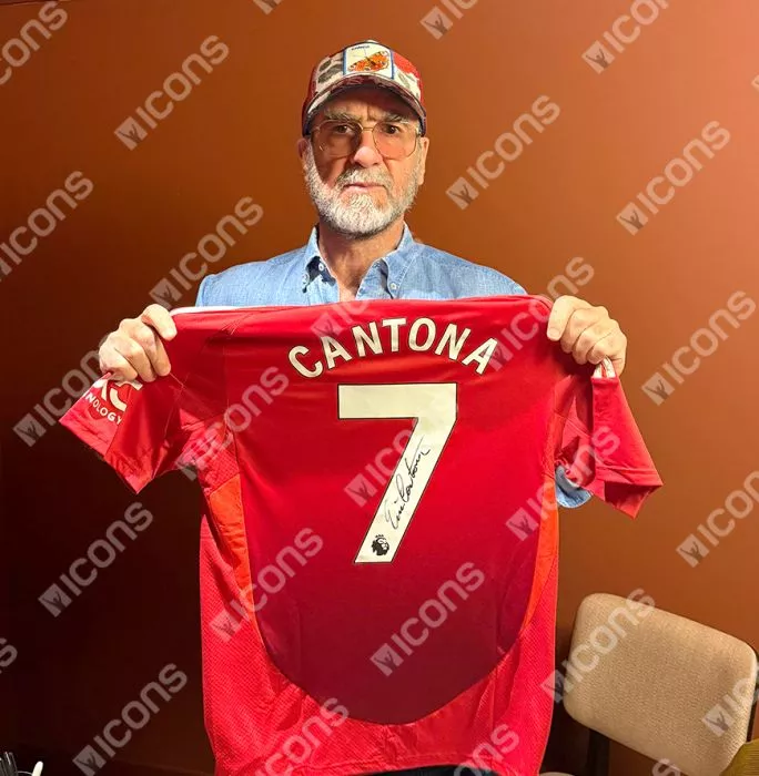 Eric Cantona Back Signed Manchester United 2024-25 Home Shirt In Hero Frame: Option 1