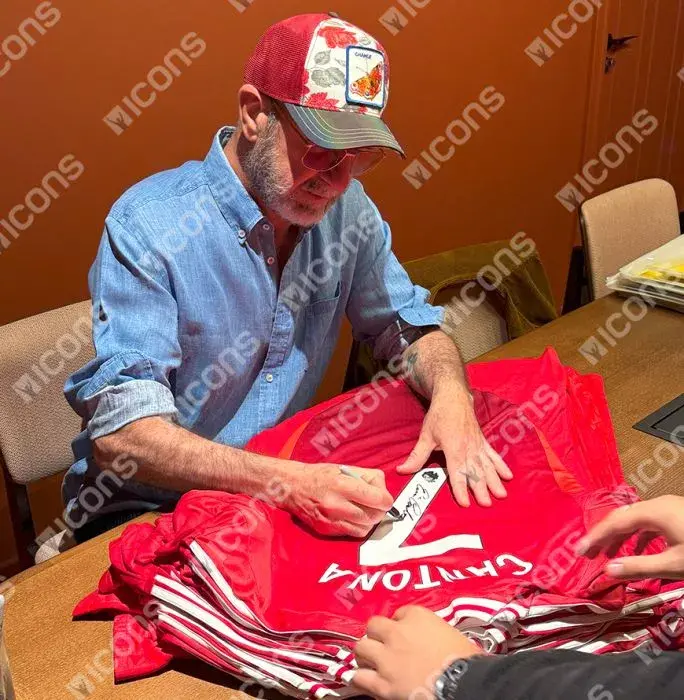 Eric Cantona Back Signed Manchester United 2024-25 Home Shirt In Hero Frame: Option 1