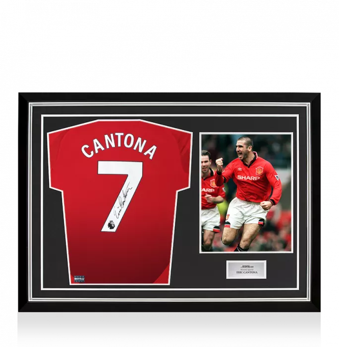 Eric Cantona Back Signed Manchester United 2024-25 Home Shirt In Hero Frame: Option 1