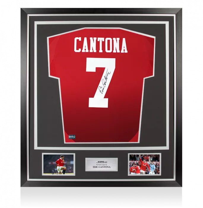 Eric Cantona Back Signed Manchester United 2024-25 Home Shirt with Fan Style Number In Classic Frame