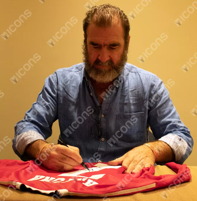 Eric Cantona Back Signed Manchester United Home Shirt In Hero Frame: Option 1