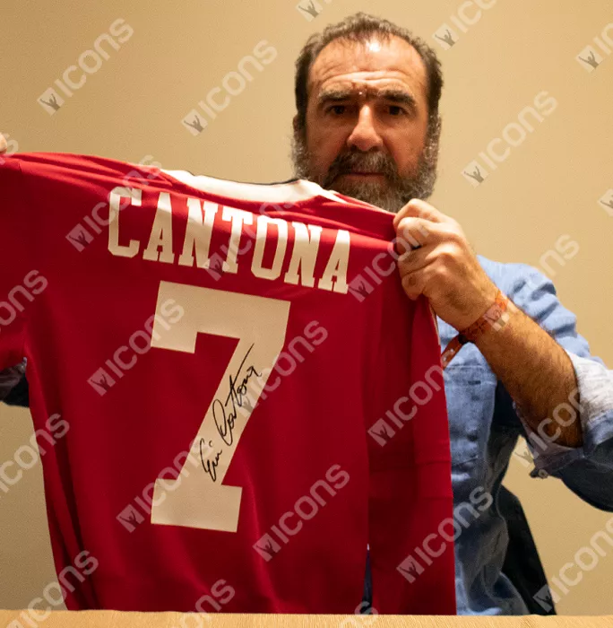 Eric Cantona Back Signed Manchester United Home Shirt In Classic Frame
