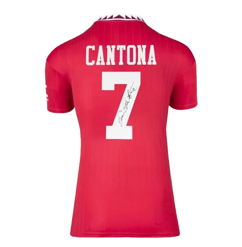 Eric Cantona Back Signed Manchester United Modern Shirt In Hero Frame: Option 1