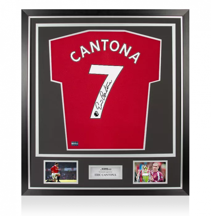 Eric Cantona Back Signed Modern Manchester United Home Shirt In Classic Frame