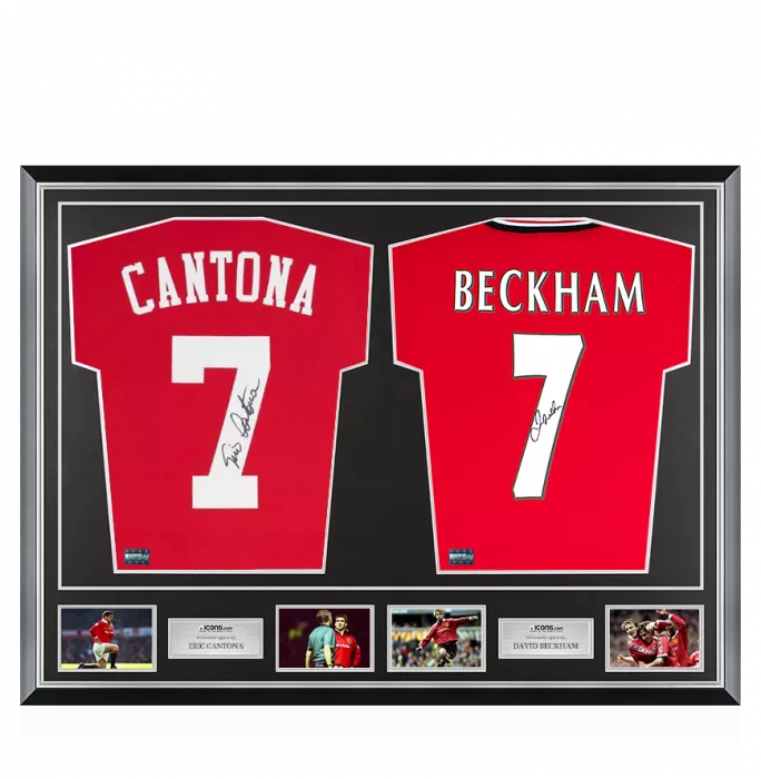 Eric Cantona & David Beckham Signed Manchester United Shirts In Classic Dual Frame