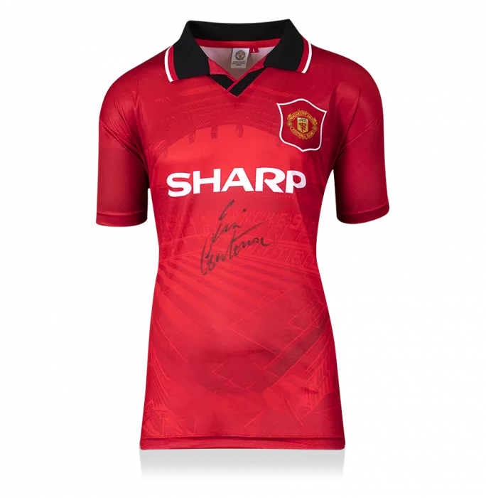 Eric Cantona Front Signed Manchester United 1994-96 Home Shirt In Hero Frame: Option 1