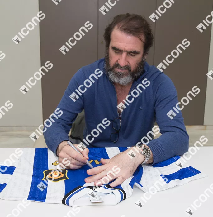 Eric Cantona Front Signed Manchester United 1994-96 Away Shirt In Silver In Classic Frame