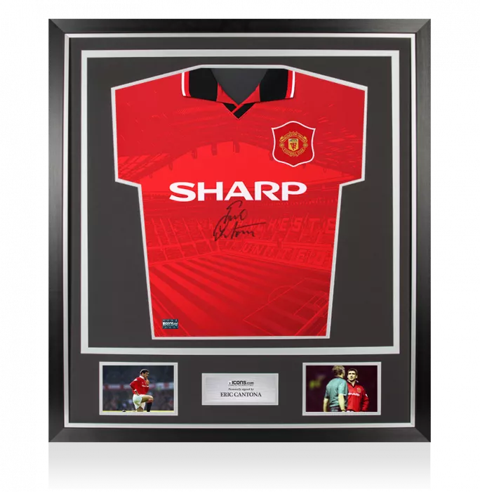 Eric Cantona Front Signed Manchester United 1996 Home Shirt In Classic Frame