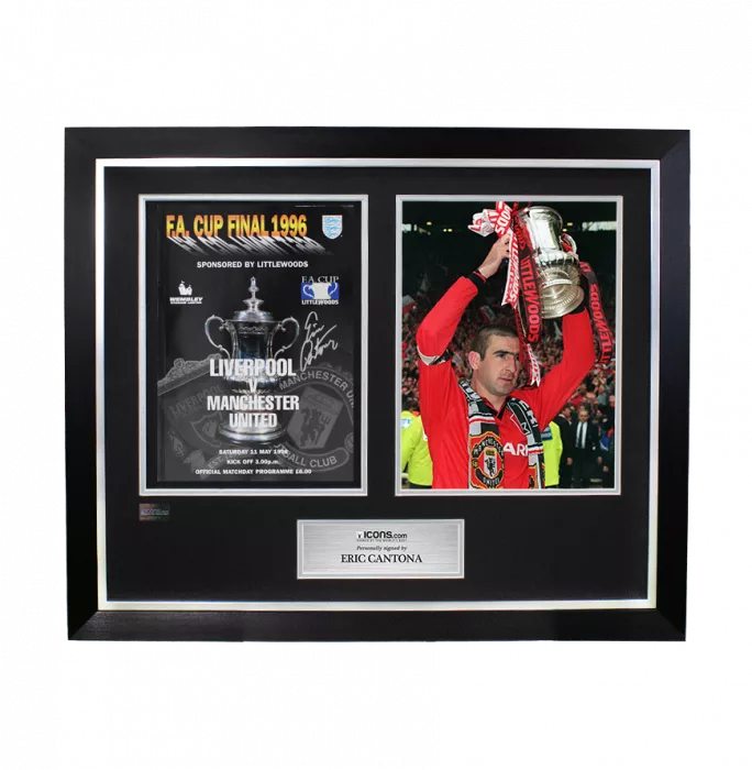 Eric Cantona Signed and Framed Programme: 1996 FA Cup Final