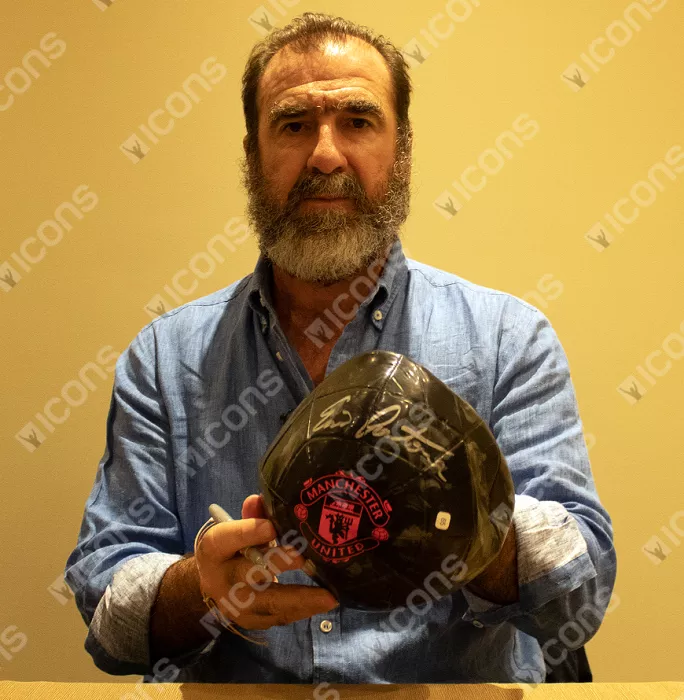 Eric Cantona Signed Black Manchester United Branded Football