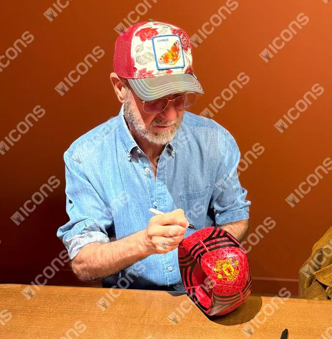 Eric Cantona Signed Manchester United Football In Acrylic Case