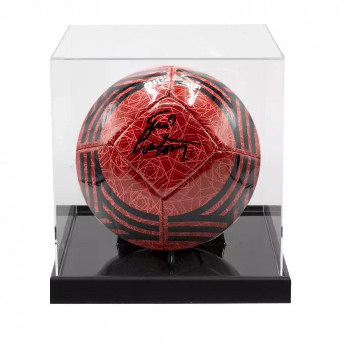 Eric Cantona Signed Manchester United Football In Acrylic Case