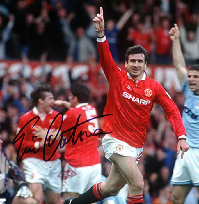 Eric Cantona Signed Manchester United Photo: Goal Vs Manchester City