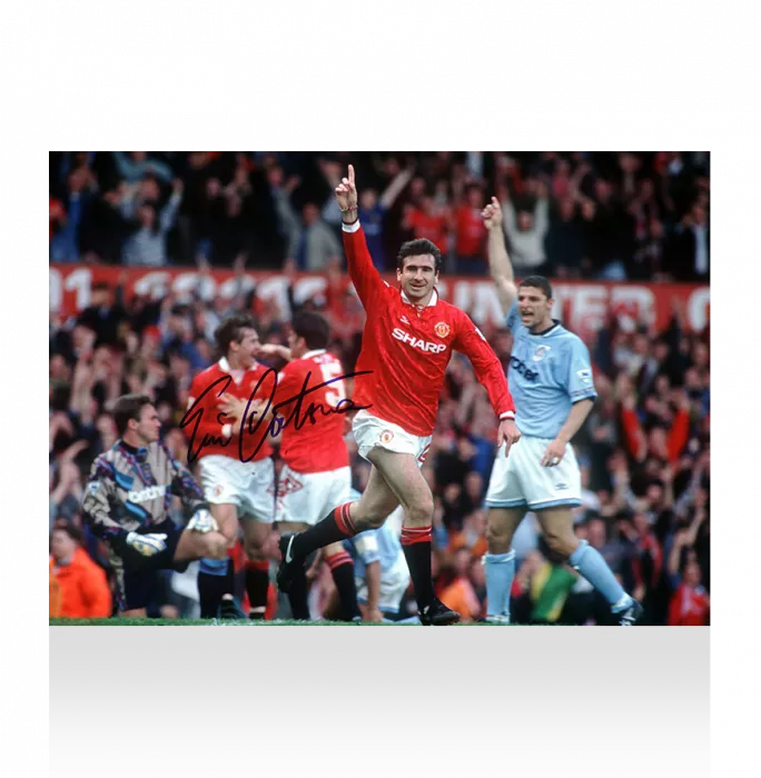 Eric Cantona Signed Manchester United Photo: Goal vs Manchester City