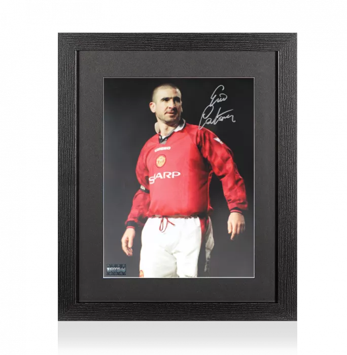 Eric Cantona Signed Manchester United Photo In Black Wooden Frame: The King