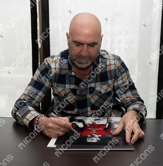 Eric Cantona Signed Manchester United Photo In Black Wooden Frame: The King