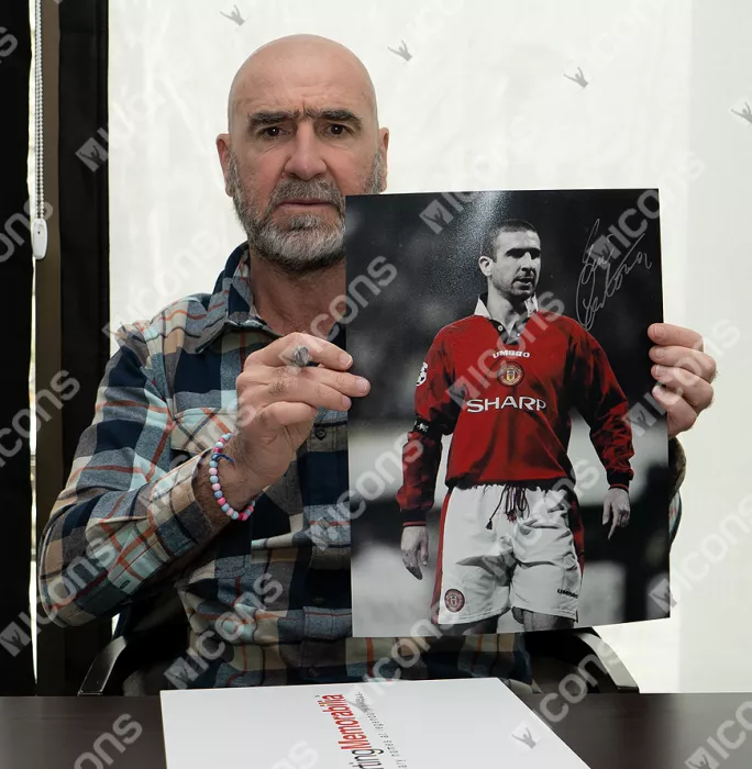 Eric Cantona Signed Manchester United Photo In Black Wooden Frame: The King