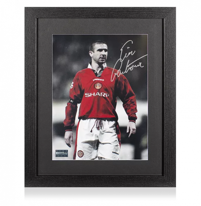 Eric Cantona Signed Manchester United Photo In Black Wooden Frame: The King