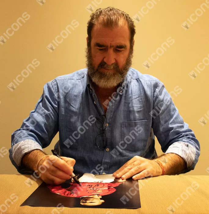 Eric Cantona Signed Manchester United Photo In Black Wooden Frame: Legend