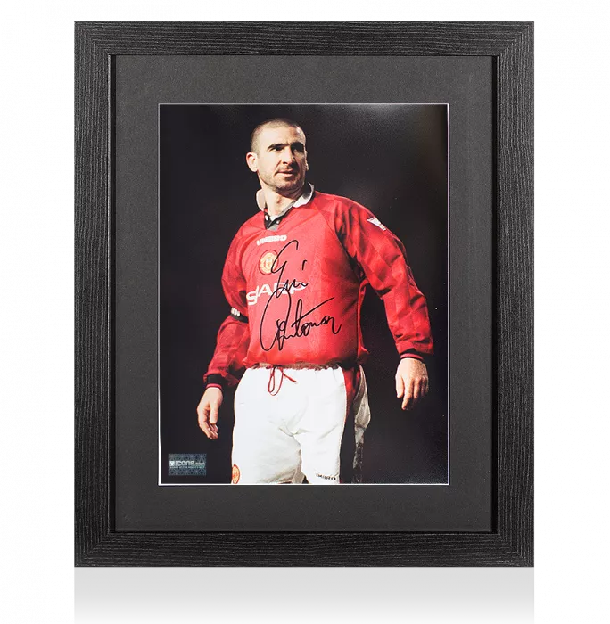 Eric Cantona Signed Manchester United Photo In Black Wooden Frame: Legend