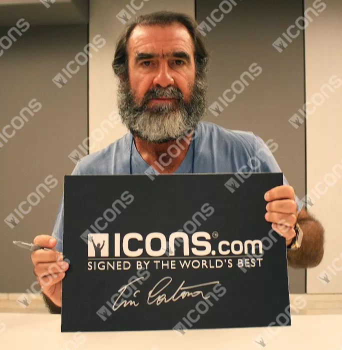 Eric Cantona Signed Manchester United Photo In Black Wooden Frame: Goal Vs Manchester City