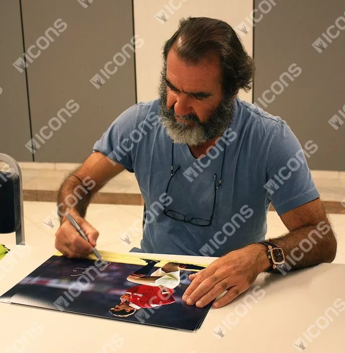 Eric Cantona Signed Manchester United Photo In Black Wooden Frame: The King Of Manchester