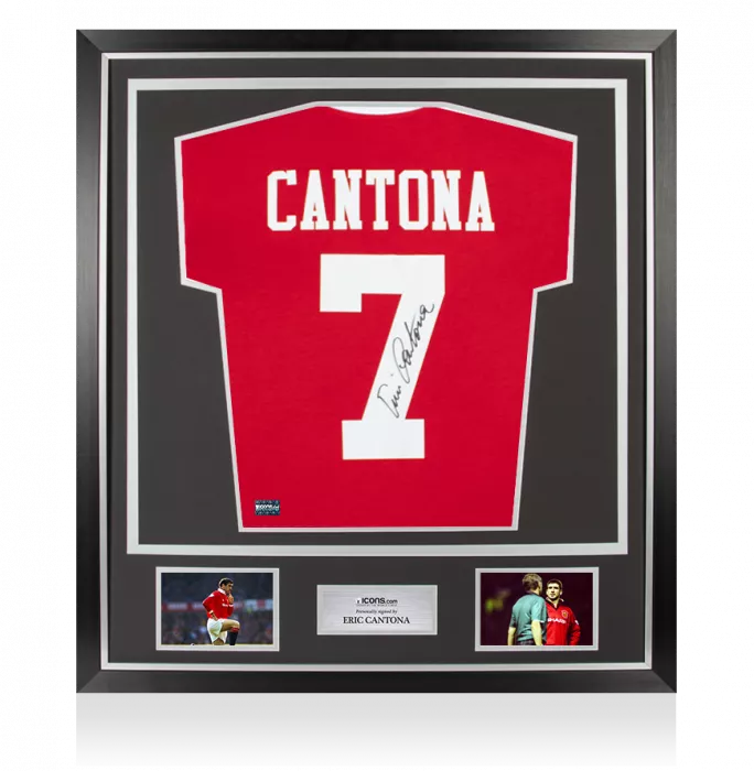 Eric Cantona Signed Manchester United Shirt With Fan Style Number In Classic Frame