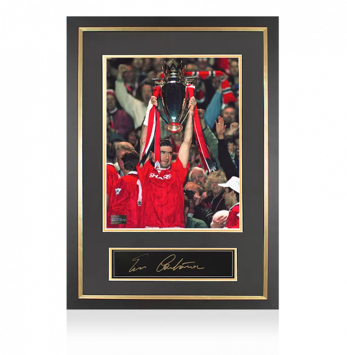 Eric Cantona Signed Plaque and Photo Frame: 1992-93 Premier League Winner
