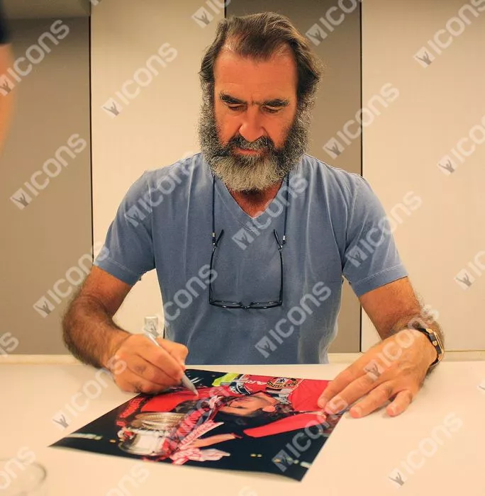 Eric Cantona Silver Signed Manchester United Photo In Black Wooden Frame: 1996 FA Cup Winner